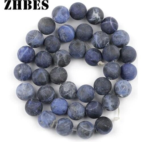 Natural Stone Matte Blue-vein stone Sodalite Round Loose Ball 4/6/8/10/12MM beads For Jewelry Bracelet Making Accessories DIY