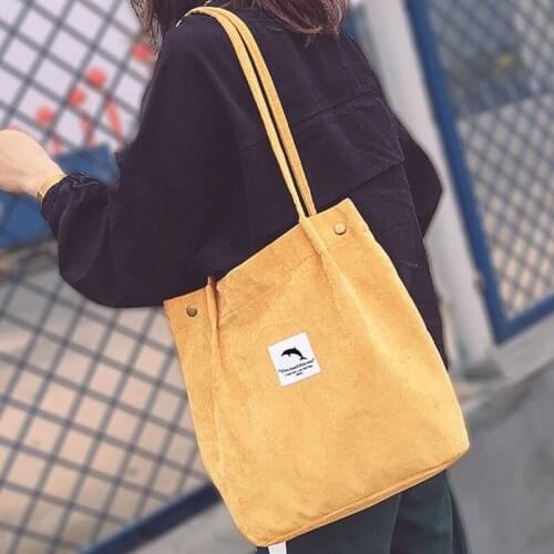 Autumn and Winter Korean Corduroy Canvas Bag Womens Single Shoulder Is Simple and Easy To Match with Leisure Color Velvet Bag