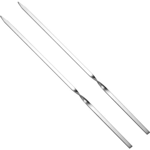 50PCS Flat Stainless Steel Barbecue Skewers Reusable BBQ Needle Stick Outdoor Camping Picnic BBQ Tools Non-Magnetic Cooking tool