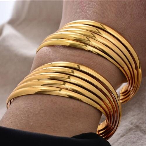 Luxury 24K Top Quality Dubai Gold Color Bangles for Women Girls Wife Bride Bangles Bracelets Jewelry Gift Not Can Open