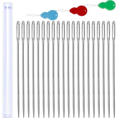 LMDZ 20 Pcs 6.8Inch/17.5cm Long Sewing Needles, Embroidery Needles Large Eye Stitching Needles for Quilting Darning Bead