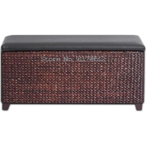 Nordic straw rattan storage stool storage stool can sit adult toy storage box bed end stool sofa shoe replacement stool chair