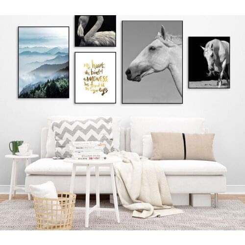 Spray Color Forest Scenery Fog Tree Animal Photography Canvas Painting Wall Picture Printing Poster Living Room Home Decoration