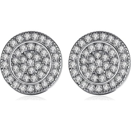 Hip Hop Jewelry Gift Rock Punk Blue Cubic Zirconia Stud Earrings Round Geometric Multicolor Charm CZ Stone Iced Earrings