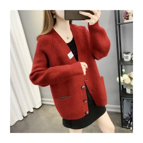 Spring and autumn all-match 2021 new net red lazy loose knitted cardigan sweater jacket casual