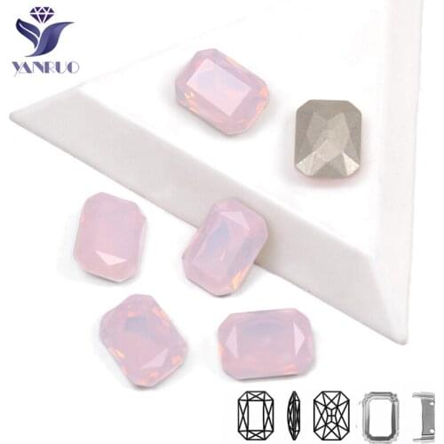 YANRUO 4627 Octagon Rose Water Opal Strass Crystal For Craft Clothes Diamond Rhinestones K9 Crystal Claws Frame Stones