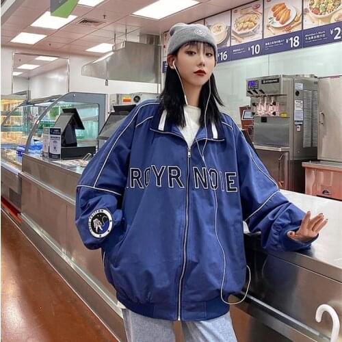 Womens baseball uniform jacket spring and autumn 2021 new style Korean loose student thin jacket jacket