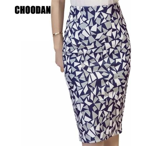 High Waist Skirt Women Geometric/Floral Flower Printed Pencil Skirts 2017 Autumn Winter New Fashion Korean Style Female Skirts