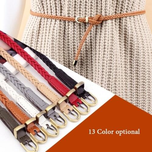 Womens Belts Retro Woven Belt Ladies Decorative Waistband Female Pin Buckle Braided Belt Casual Thin Waist Rope Decoration