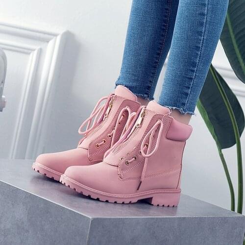 Winter snow women boots 2021 new fashion solid winter ankle boots women round toe women shoes lace-up square heel ladies shoes