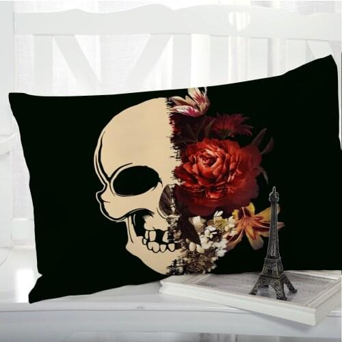 1pc Pillow cover Pillow case Luxury Bedding Pillowcase Pillowcovers decorative 50x70 Customizable size 3D Print Skull flower