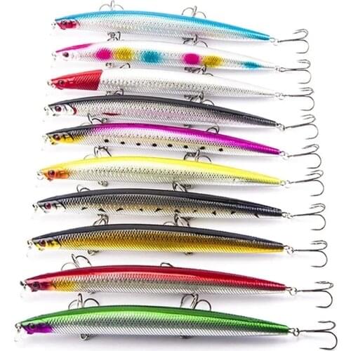 10PCS/Lot Minnow Fishing Lure 18cm 26g Plastic Deep Sea Fishing Bait Floating Lure Tackle Hook isca artificial bait