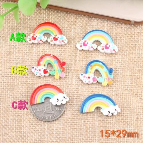 10pcs 15x29mm Mix Love little resin Cloud rainbow charms for childrens hairpin DIY material storage box accessories decoration