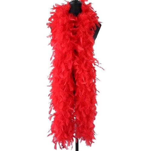 2 meter Fluffy Red Turkey Feather Boa Wedding Decoration Accessory DIY Carnival Clothing Shawl 90 Grams /1 PCS