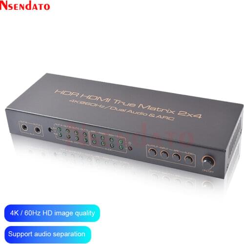 4k HDMI Matrix 2X4 Splitter 4K 60Hz 2 In 4 Out HDMI Splitter Switcher Audio Extractor ARC AUX SPDIF Scale Down For PS3/4 TV DVD