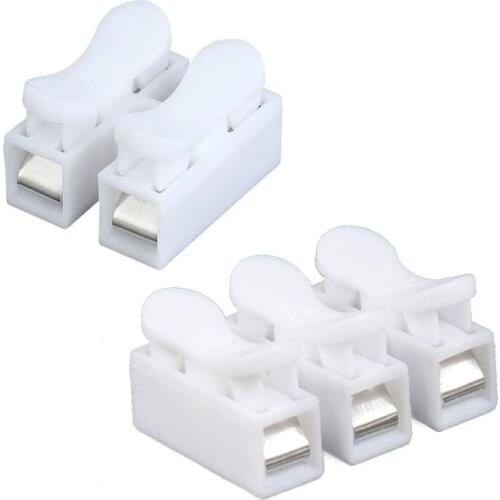 50Pcs Electrical Wire Connector CH-2 CH-3 Voltage 250V Quick Spring Press Style Wiring Terminal Block Cable Clamp