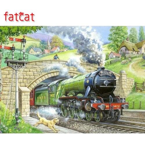 FATCAT Diamond Embroidery Fast train 5D Diy Diamond Painting Cross stitch Full Square Round Resin Picture Home decoration AE719