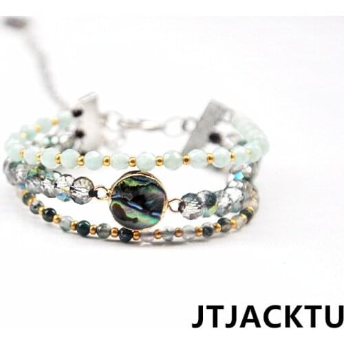 Amazonite stone layered cuff bracelet for woman