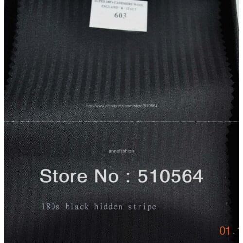 Free shipping 180s 100% worsted wool Custom made Business suit Men black hidden stripe Suit( jacket + pant + vest )