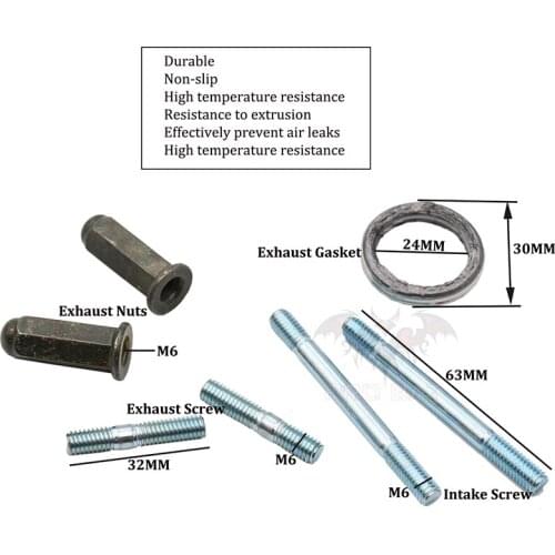 Exhaust Bolt Stud Nut Gasket Kit for Scooter GY6 50cc 125cc 150cc QMB139 QMJ157 Taotao Jonway