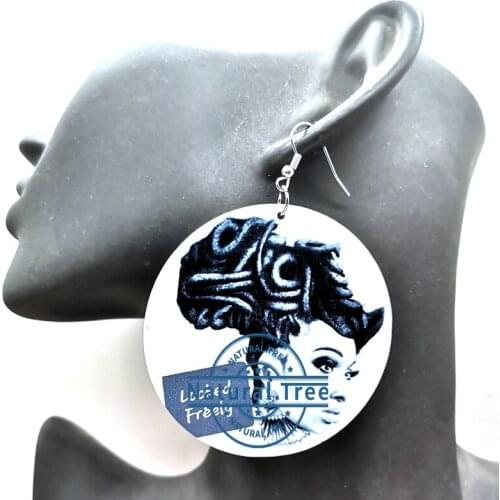 African hair Wooden Earrings