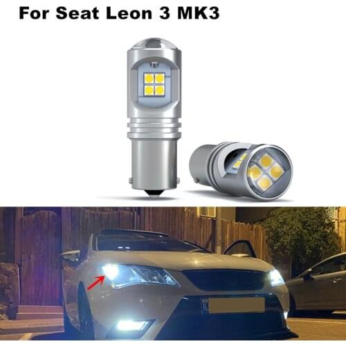 For Seat Leon 3 MK3 5F (2013+) 2pcs/lot P21W Ba15s Canbus Error Free White LED DRL Daytime Running light