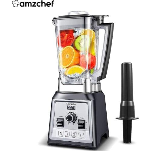 Amzchef Home Blender BPA Free 2000W Professional Blender Mixer 4 Setting Menu Food Processor Juicer Ice Smoothie Machine 2L Jar