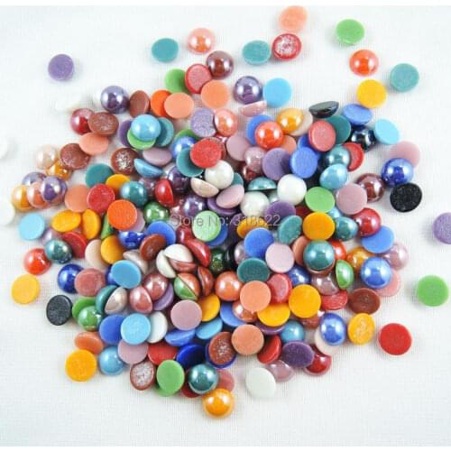 Hot Free Shipping 12mm 100pcs Mixed Colors Round flatback Beads Ceramic Shiny Cabochon Flat back Gems DIY Jewelry Craft