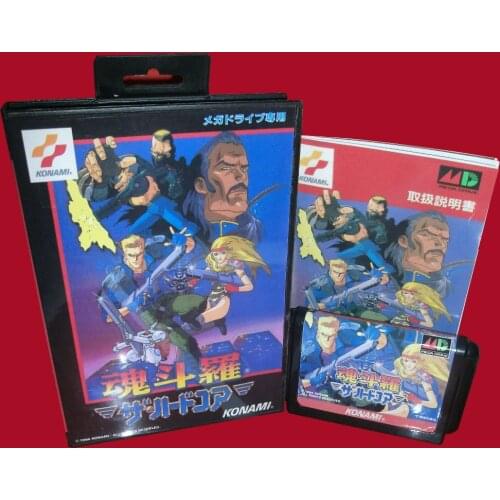 Contra JP With Box And Manual 16bit MD Game Card For Sega Mega Drive For Genesis