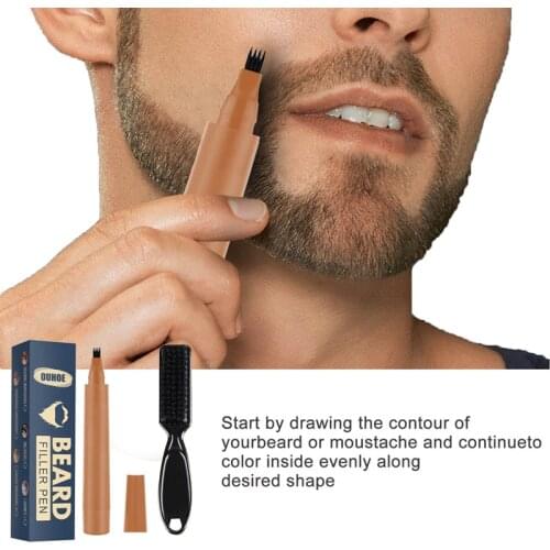 1 Set Beard Pen Beard Filler Pencil And Brush Beard Enhancer Waterproof Moustache Coloring Shaping Tools Hair Pencil