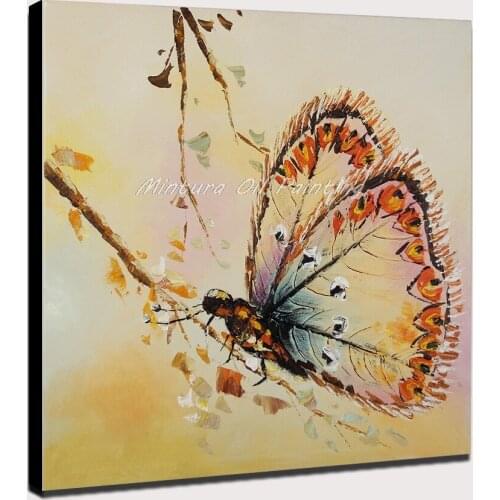 Mintura Modern Decorative Butterfly Oil Painting On Canvas Handmade Animal Wall Art Picture For Living Room Home Decoration Gift