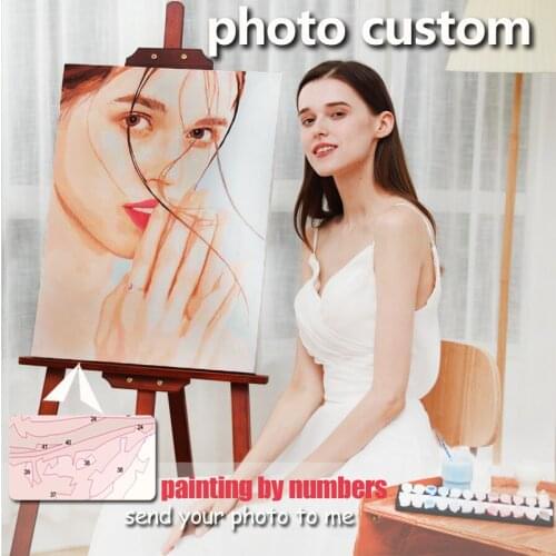 Paint By Number Personalised Photo Customized36 Colors Dropshipping DIY Oil Painting By Numbers Picture Canvas Portrait Family