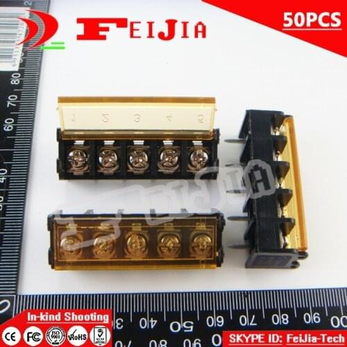 50PCS HB9500-9.5-5P / HB9500 9.5mm 5Pin Barrier Terminal Block Pitch 9.5mm Terminal Block With cover Free Shipping