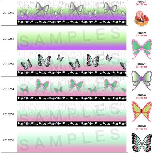 New Hot Sale Grosgrain/Satin Ribbon Japanese kimetsu no yaiba Butterfly Printed 5 Yards Planar Resin 30Pcs/lot