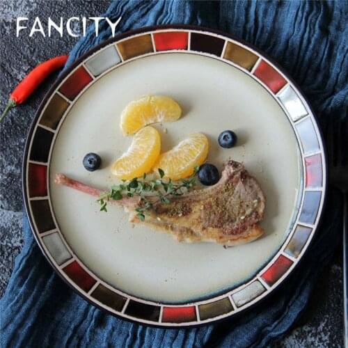 FANCITY Creative lattice Western food plate Dim sum plate Steak plate Dinner plate Sushi plate