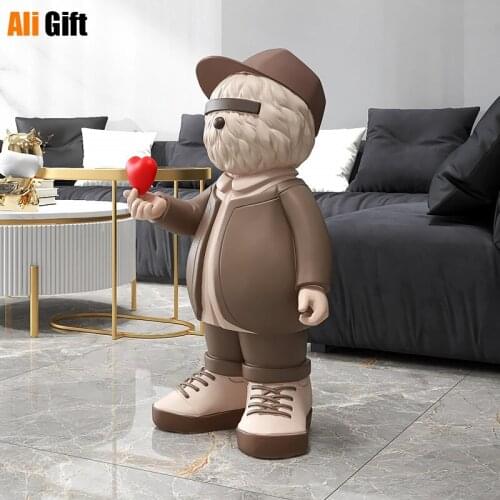 Creative bear living room furnishing large floor-to-ceiling sofa TV cabinet next to light luxury household accessories