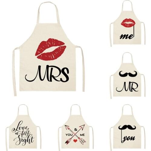 Kitchen Apron Funny Letter Linen Apron Couple Apron Dinner Party Cooking Baking Apron Antifouling Sleeveless Apron Coverup Smock