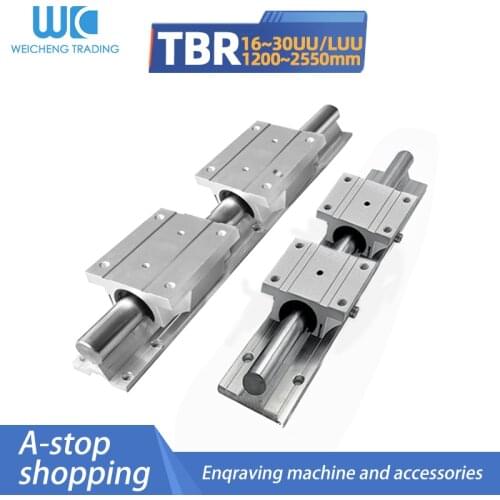 Linear rail 2 pcs TBR16/TBR20/TBR25/TBR30 + 1200 to 2750mm and 4 pcs TBR16/20/25/30UU block guide machined for CNC parts