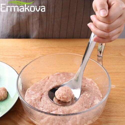 ERMAKOVA Meat Baller Spoon Stainless Steel Meatball Spoon Non-Stick Meat Ball Spoon Maker Scoop for Kitchen Spaghetti Cooking