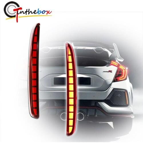 GTinthebox Multi-function LED Rear Bumper Light Rear Fog Lamp Auto Bulb Brake Light For Honda Civic Hatchback 2016 2017 2018