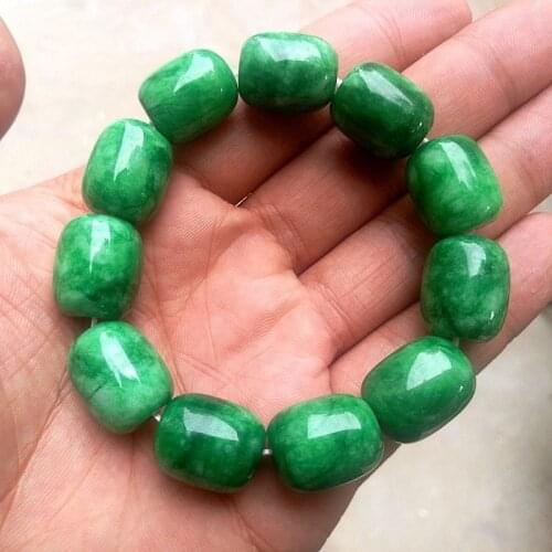 Fashion Green Beads Bracelets for Women Men Jades Natural Jade Bracelet Bangle Handmade Round Jewelry Fashion Accessories