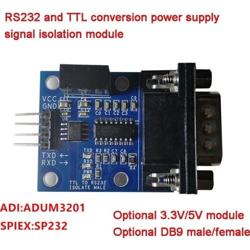 RS232 to TTL power signal isolation male head female head 3.3V 5V serial port TTL to RS232 module