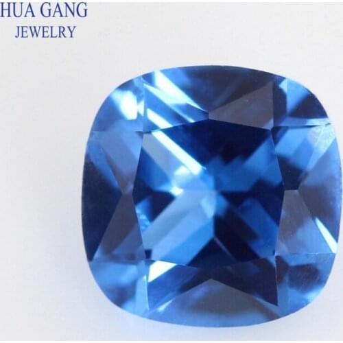 119# Blue Cushion Cut Shape Loose Synthetic Spinel Stone For Jewelry Size 3x3mm~10x10mm
