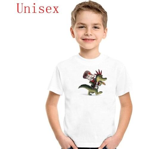 Latest design Punk style t shirt children punk croc crocodile guitar rock & roll punk not dead printed boy clothes girl clothes