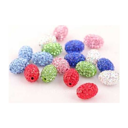 OMH wholesale free ship 50pcs 11x15mm Charm Oval Full Of Clear Crystal Rhinestone Spacer Beads Jewelry