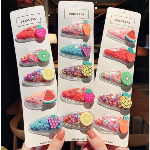Wholesale hair clip fruit clips Clip Fashion Pop Flower Fruit 2 Piece Combination Hair Accessory Cute Candy Color Clip Hot