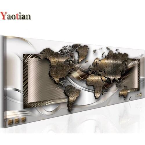 Full Square round drill Diamond painting Abstract world map large DIY Diamond embroidery Cross stitch mosaic resin office decor