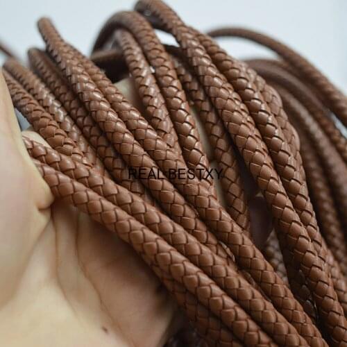 5m/Lot Approx: 6mm Round Genuine Braided Leather Cord women earrings Bracelet choker necklace wire DIY jewelry making
