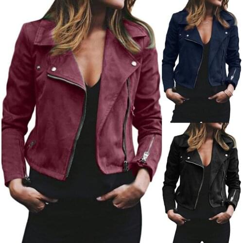 Fashion Punk Plus size women Jackets Coat Solid Color Slim Fits long sleeve Lapel zipper streetwear For women Short Jacket Coat