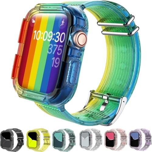 Rainbow colors Sport Strap for Apple Watch 6 SE Bands Silicone Transparent for Iwatch 5 4 3Strap 38mm 40mm 42mm 44mm